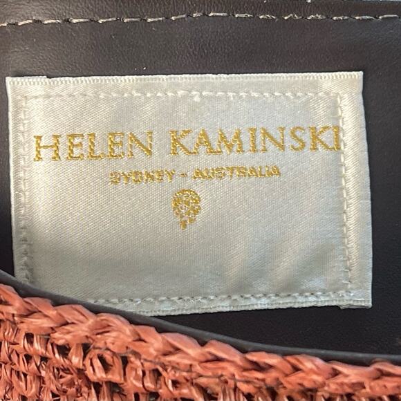 Helen Kaminski Rusty Brown Satchel Woven Raffia & Leather handles, OS - Picture 6 of 6